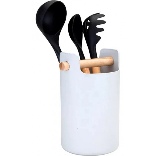 Porta Utensílios De Cozinha Multiuso Com Alça Branco Eco Design
